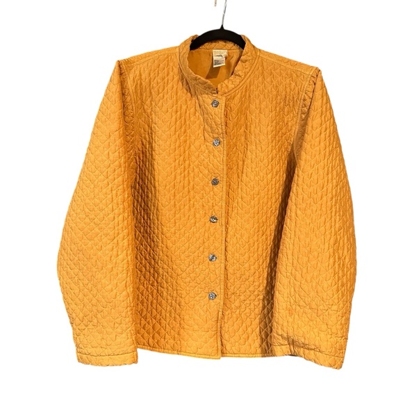 Kiko Jackets & Blazers - Vintage Kiko 100% Silk quilted Jacket Yellow RARE LARGE quite luxury cottagecore